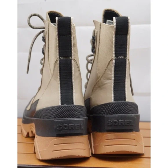 New! Sorel Women's Brex Lug Sole Lace-Up Boots Sandy Tan Black 9 - Picture 6 of 12